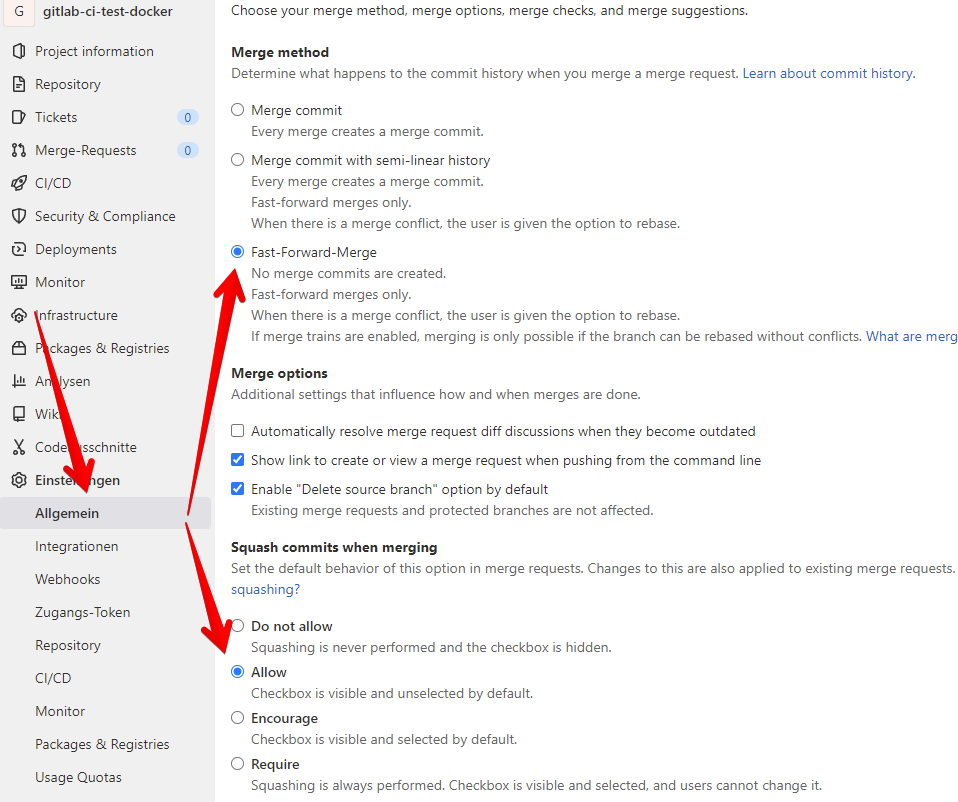 Merge-Requests settings