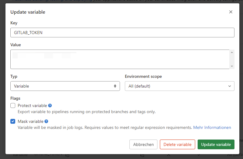 Set deployment token